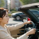운전중 놀라는 여성