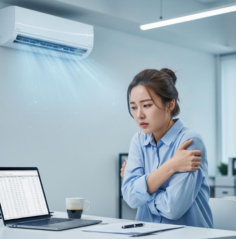 에어컨때문에 추운여자