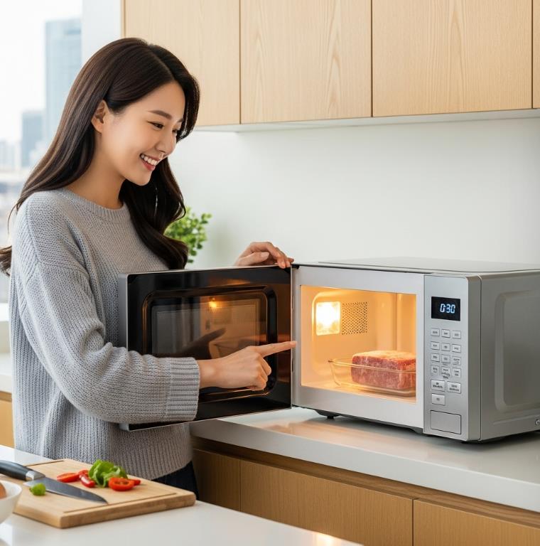 냉동식품을 해동할 때 전자레인지 사용