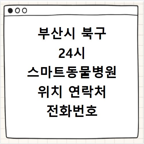 부산시 북구 24시 스마트동물병원 위치 연락처 전화번호