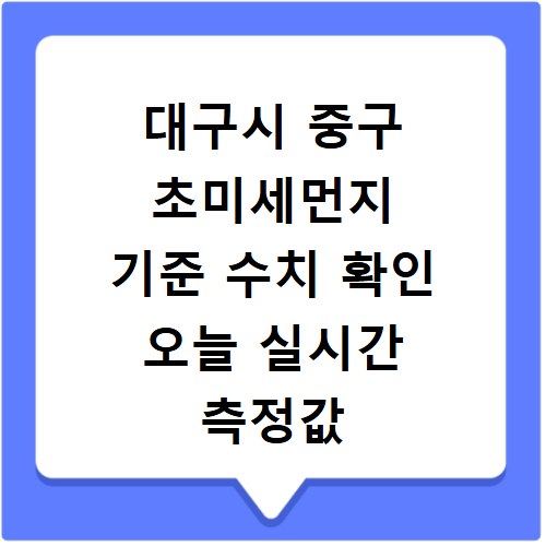 대구시 중구 초미세먼지 기준 수치 확인 오늘 실시간 측정값 확인하기