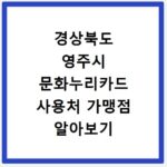 경상북도 영주시 문화누리카드 사용처 가맹점 알아보기 잔액조회 방법까지