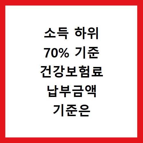 소득 하위 70% 기준 건강보험료 납부금액 기준은 얼마일까