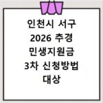 인천시 서구 2026 추경 민생지원금 3차 신청방법 대상 기간 바로가기