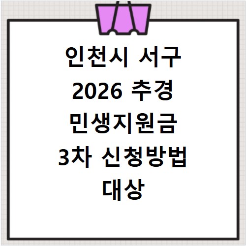 인천시 서구 2026 추경 민생지원금 3차 신청방법 대상 기간 바로가기