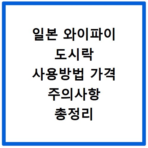 일본 와이파이 도시락 사용방법 가격 주의사항 총정리