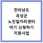 전라남도 곡성군 노인일자리센터 여기 신청하기 지원사업 자격 급여까지