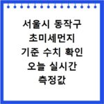 서울시 동작구 초미세먼지 기준 수치 확인 오늘 실시간 측정값 확인하기