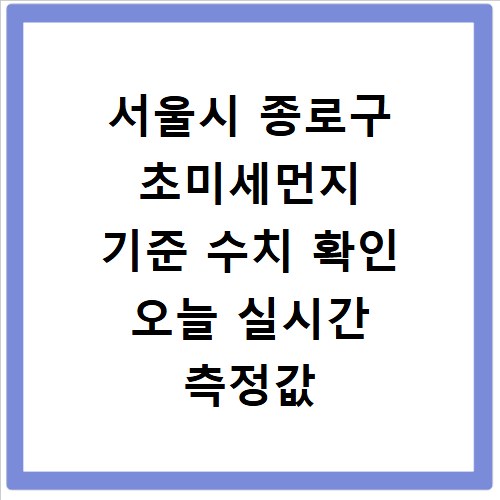 서울시 종로구 초미세먼지 기준 수치 확인 오늘 실시간 측정값 확인하기