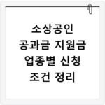 소상공인 공과금 지원금 업종별 신청 조건 정리