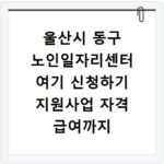 울산시 동구 노인일자리센터 여기 신청하기 지원사업 자격 급여까지
