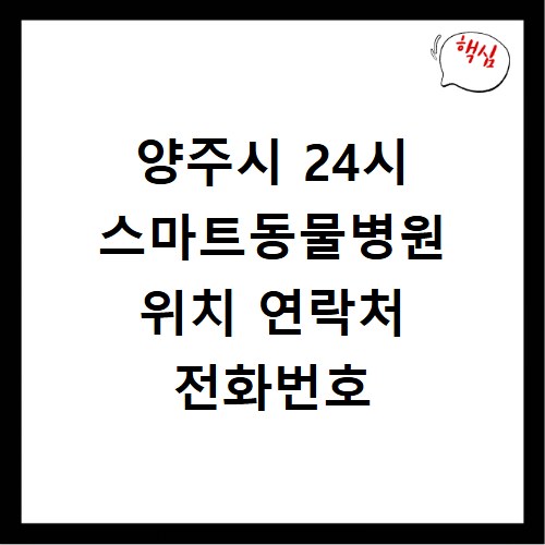 양주시 24시 스마트동물병원 위치 연락처 전화번호