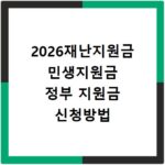 2026재난지원금 민생지원금 정부 지원금 신청방법