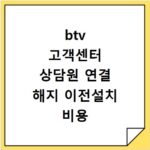 btv 고객센터 상담원 연결 해지 이전설치 비용