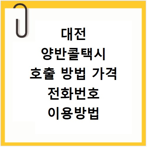 대전 양반콜택시 호출 방법 가격 전화번호 이용방법 총정리