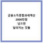 금융소득종합과세계산 2000만원 넘으면 달라지는 것들