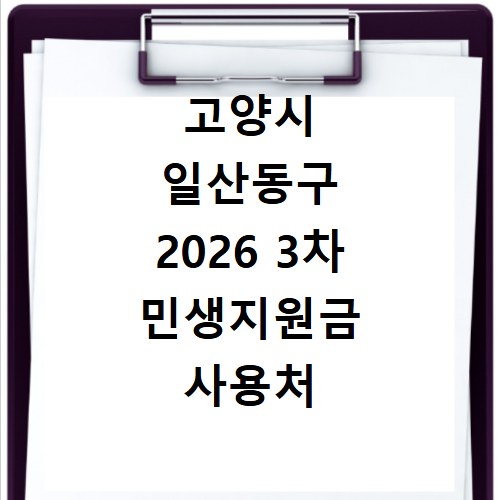 고양시 일산동구 2026 3차 민생지원금 사용처 총정리