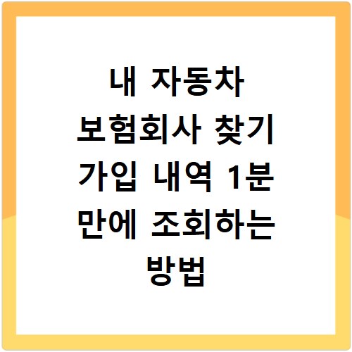 내 자동차 보험회사 찾기 가입 내역 1분 만에 조회하는 방법