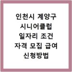 인천시 계양구 시니어클럽 일자리 조건 자격 모집 급여 신청방법