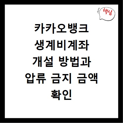 카카오뱅크 생계비계좌 개설 방법과 압류 금지 금액 확인
