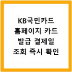 KB국민카드 홈페이지 카드 발급 결제일 조회 즉시 확인