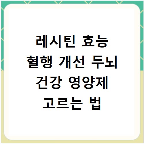 레시틴 효능 혈행 개선 두뇌 건강 영양제 고르는 법