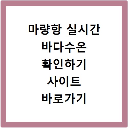 마량항 실시간 바다수온 확인하기 사이트 바로가기