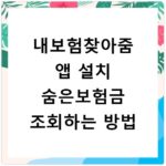 내보험찾아줌 앱 설치 숨은보험금 조회하는 방법