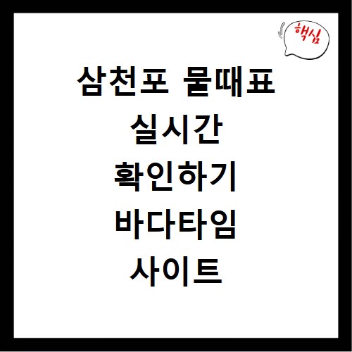 삼천포 물때표 실시간 확인하기 바다타임 사이트 바로가기
