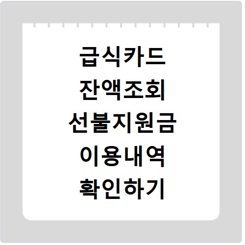 급식카드 잔액조회 선불지원금 이용내역 확인하기