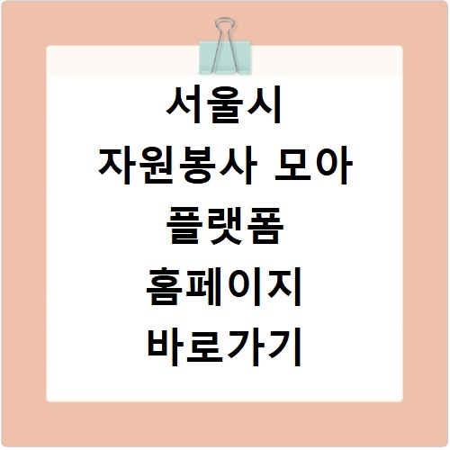 서울시 자원봉사 모아 플랫폼 홈페이지 바로가기 https://moa.seoul.kr