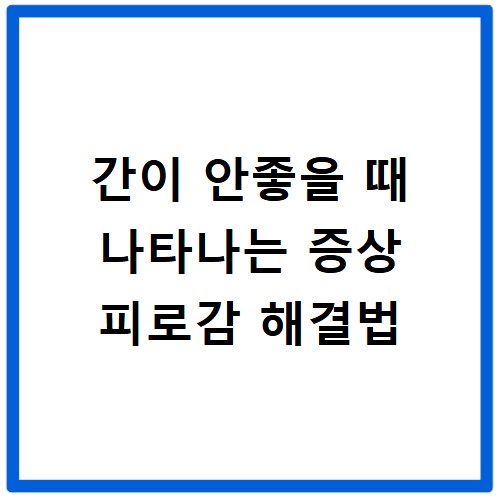 간이 안좋을 때 나타나는 증상 피로감 해결법