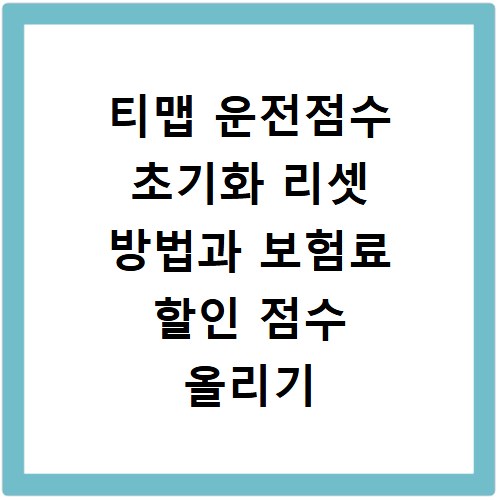 티맵 운전점수 초기화 리셋 방법과 보험료 할인 점수 올리기