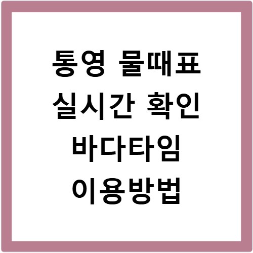 통영 물때표 실시간 확인 바다타임 이용방법