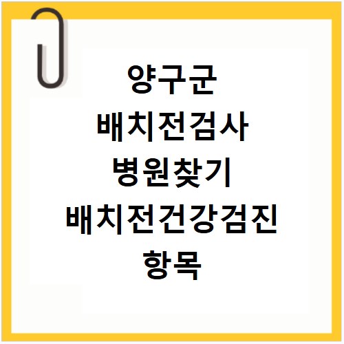양구군 배치전검사 병원찾기 배치전건강검진 항목 비용조회