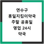 연수구 휴일지킴이약국 주말 공휴일 영업 24시 약국 위치 검색