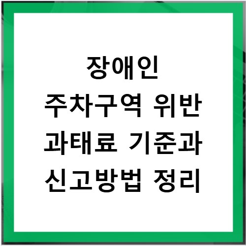 장애인 주차구역 위반 과태료 기준과 신고방법 정리