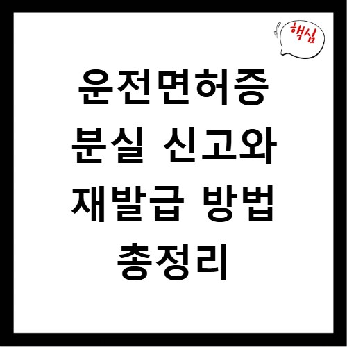 운전면허증 분실 신고와 재발급 방법 총정리