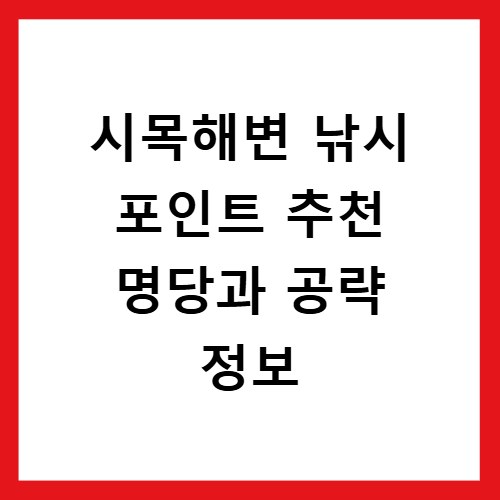 시목해변 낚시 포인트 추천 명당과 공략 정보