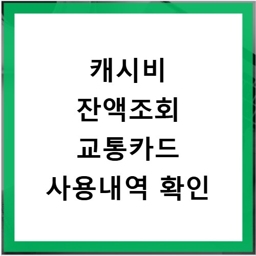 캐시비 잔액조회 교통카드 사용내역 확인