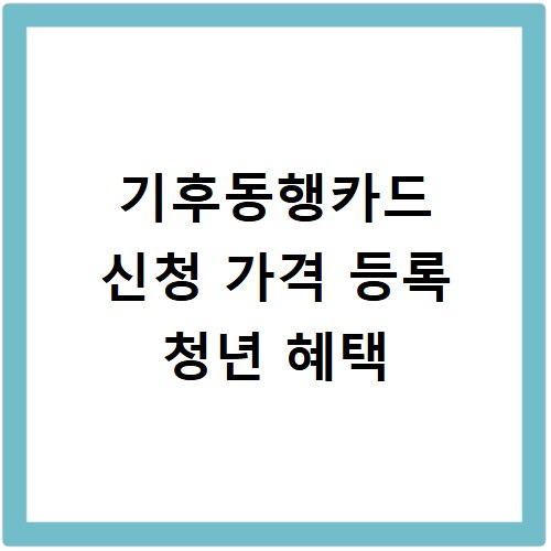 기후동행카드 신청 가격 등록 청년 혜택
