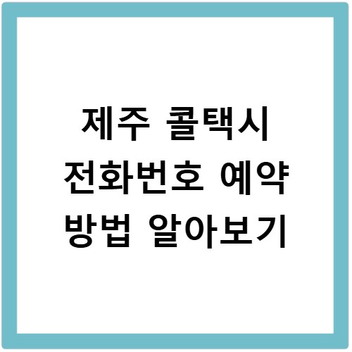 제주 콜택시 전화번호 예약 방법 알아보기