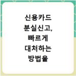 신용카드 분실신고, 빠르게 대처하는 방법을 확인해보세요