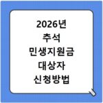 2026년 추석 민생지원금 대상자 신청방법 확인하고 홈페이지 바로가기