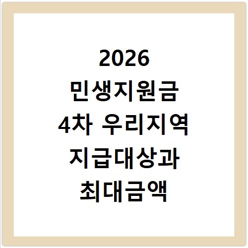 2026 민생지원금 4차 우리지역 지급대상과 최대금액 확인하기
