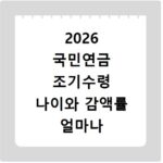 2026 국민연금 조기수령 나이와 감액률 얼마나 될까