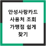 안성사랑카드 사용처 조회 가맹점 쉽게 찾기