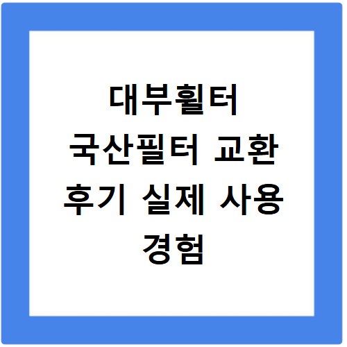 대부휠터 국산필터 교환 후기 실제 사용 경험