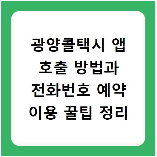 광양콜택시 앱 호출 방법과 전화번호 예약 이용 꿀팁 정리