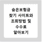 숨은보험금 찾기 사이트와 조회방법 및 수수료 알아보기